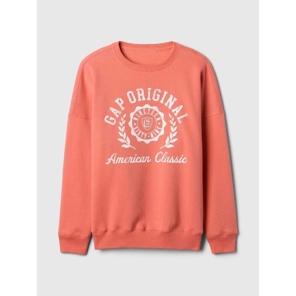 Womens Oversized Crew V-Logo Cotton Polyester Fleece Pullover Clothing - Picture 5 of 5